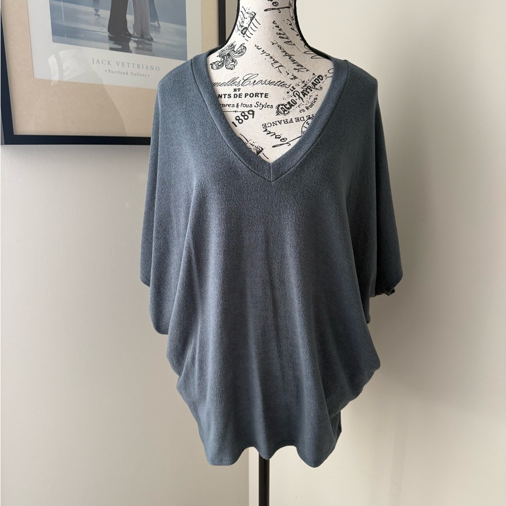 Charlotte Avery Gray V-Neck Dolman Sleeve Top